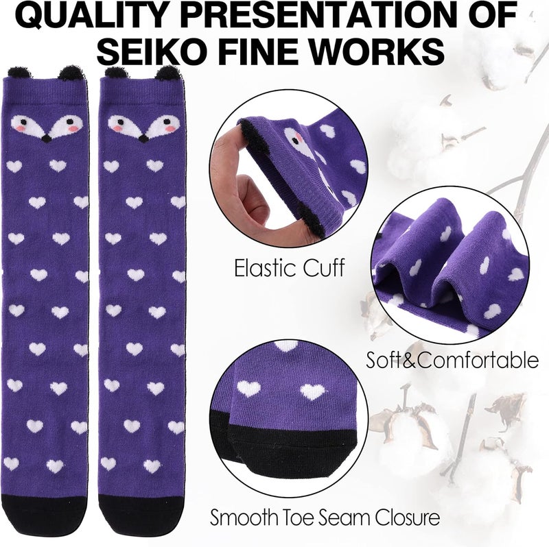 SDBING Kids Girls Knee High Socks Crazy Funny Gift Novelty Soft Cute Animal Dress Long Socks 6 Pairs - Image 4